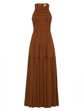 AJE TIDAL CORSET MIDI DRESS COFFEE SIZE AU8 US4